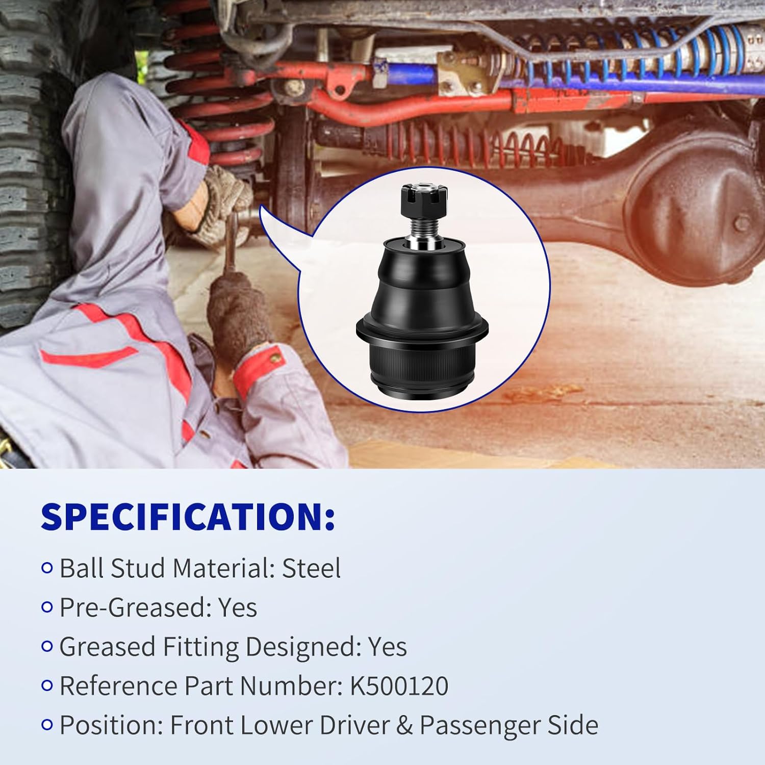 LCWRGS Front Lower Ball Joints for 2007-2010 Chrysler Sebring, 2011-2014 Chrysler 200, 2008-2014 Dodge Avenger, 2009-2015 Dodge Journey, K500120-2pcs