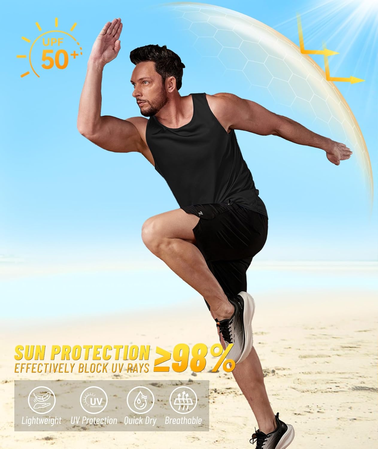 ZITY Men's 3 Pack Tank Tops UPF 50+ Fast Dry Sleeveless Shirt Breathable Lightweight Workout Gym Muscle Fitness T Shirts - Image 4