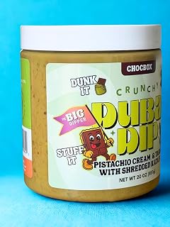 Chocbox Viral Dubai Dip – Pistachio Cream & Tahini with Shredded Crispy Kataifi or Cookie Butter with Shredded Crispty Kataifi – Sweet & Savory Spread – Crunchy Dessert Dip (20oz, Pistachio)