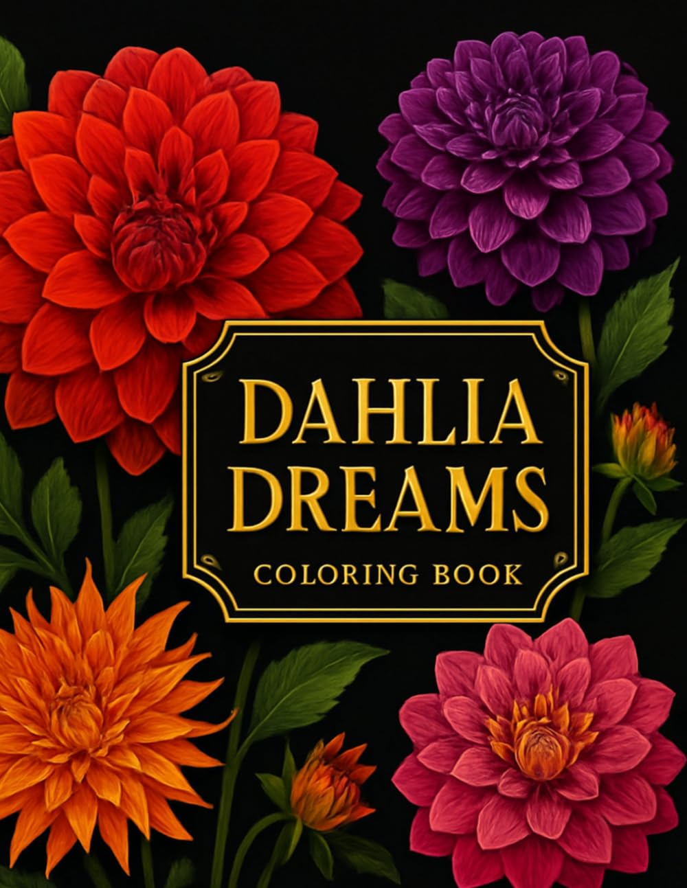 Dahlia Dreams Coloring Book: 55 Intricate Dahlia Flower Designs for Relaxation and Creativity