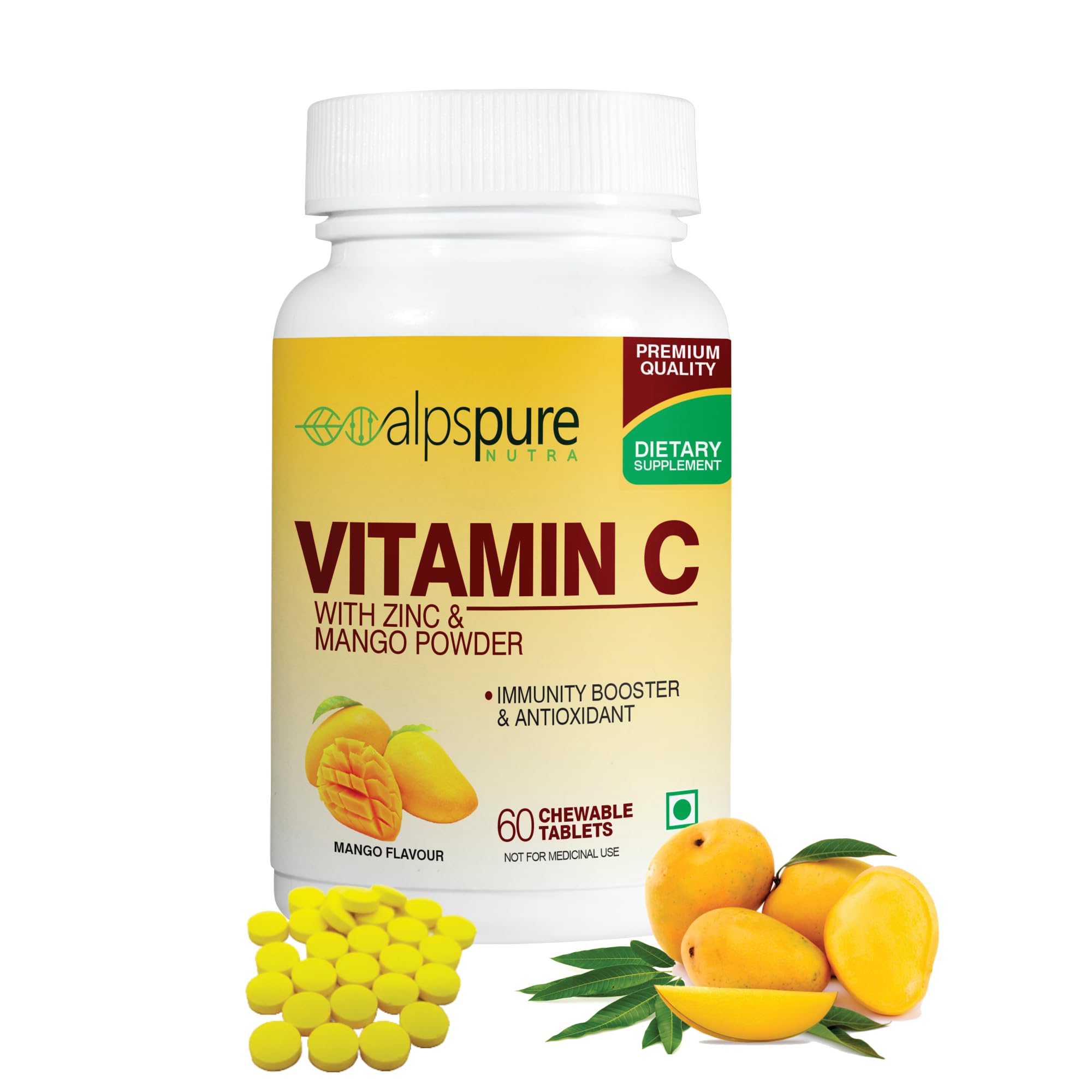 Alpspure Nutra Vitamin C Mango With Zinc Chewable Tablets, Immunity Booster & Antioxidant | Promotes Healthy & Glowing Skin | (Mango, 60 Chewable Tablets) (B097C1WV1W) Amazon Price History, Amazon Price Tracker