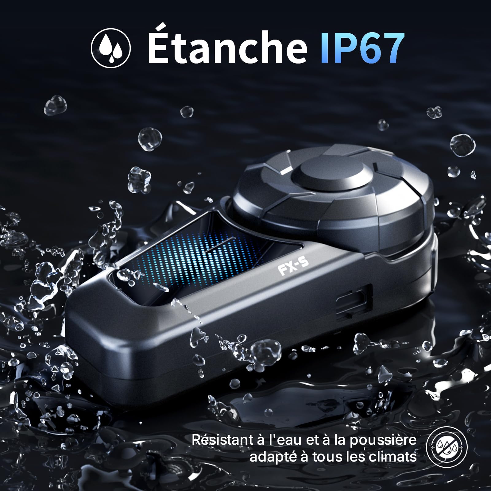 Fodsports FX-S Intercom Moto Duo per 2 Caschi, Citofono Moto Bluetooth 5.4, Sistema di Comunicazione con Impermeabile IP67, Collegamento Universale, Vivavoce Automatico/Manuale