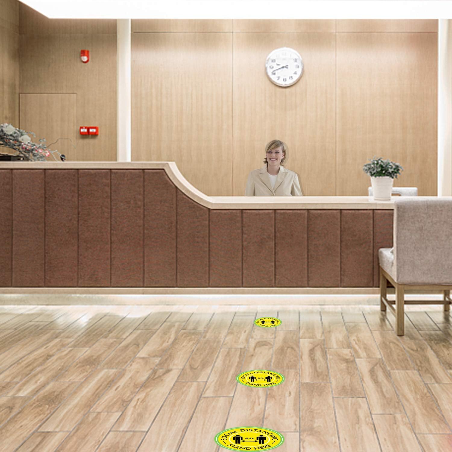 Product Deal Social Distancing Floor Decals 6 Pack-12 Round 6 Feet Social Distance Sign- Social Distance Floor Stickers for Crowd Control Guidance Grocery Hospitals Bank& Lab.