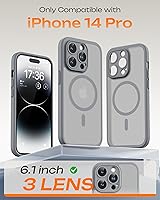 Vista 282 de TOCOL Funda magnética 3 en 1 para iPhone 15 Pro, mejorada [protección completa de cámara] con 2 protectores de pantalla, compatible con MagSafe, Gris