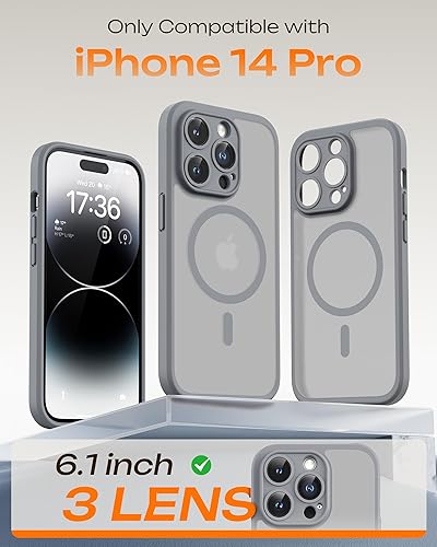 Miniatura 282 de TOCOL Funda magnética 3 en 1 para iPhone 15 Pro, mejorada [protección completa de cámara] con 2 protectores de pantalla, compatible con MagSafe, Gris