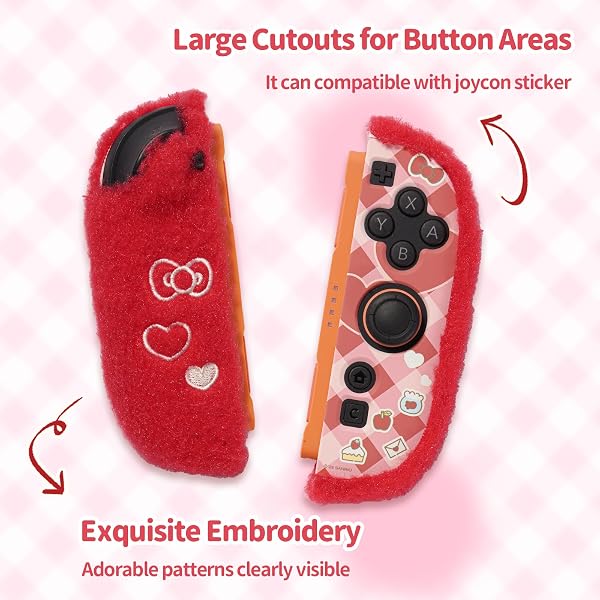 Kuitmor Plush Protective Case for Switch 2, Kawaii Protective Shell Hard PC Slim Cover Case Compatible with Switch 2025 Game Console and Joystick Controller - HLK - 4