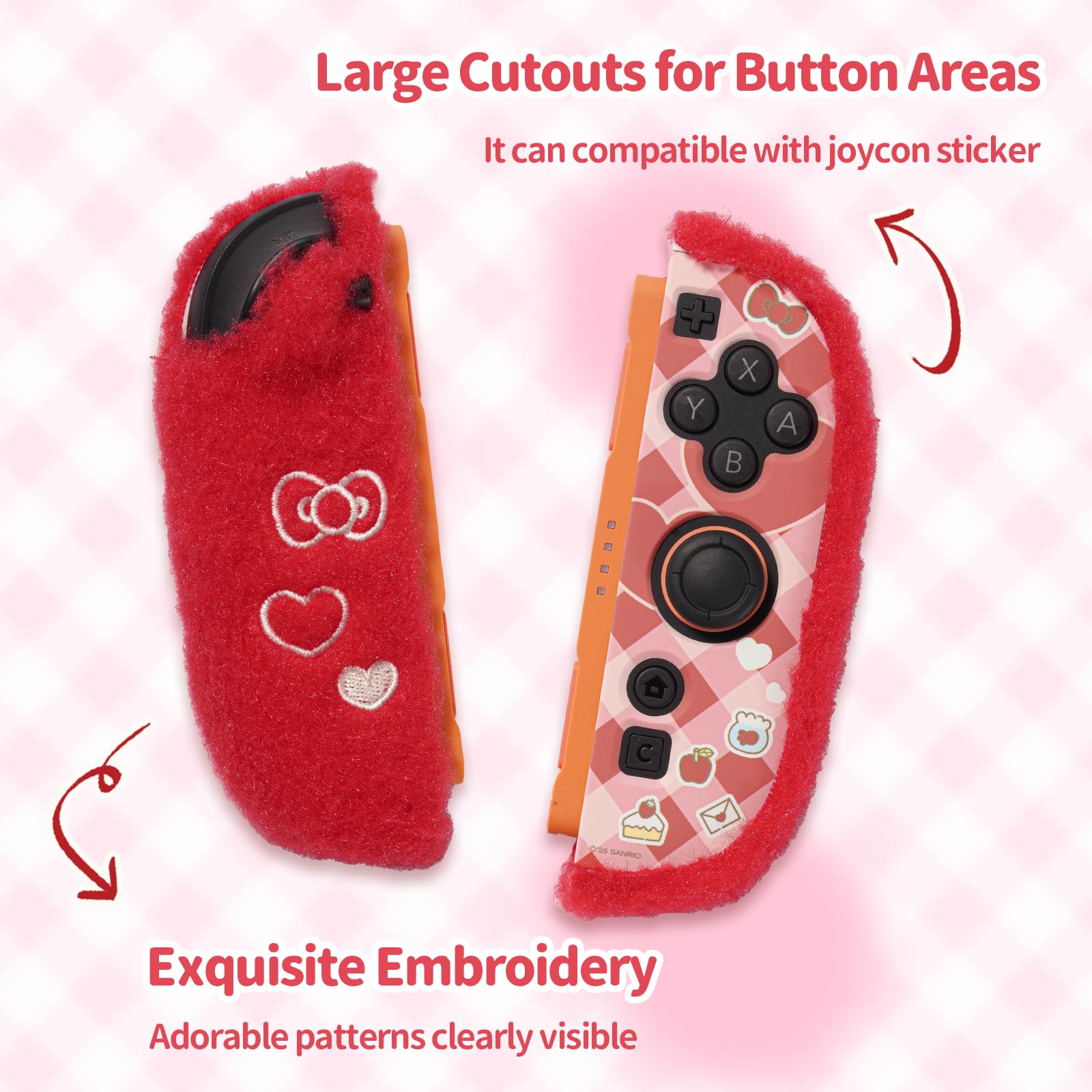 Kuitmor Plush Protective Case for Switch 2, Kawaii Protective Shell Hard PC Slim Cover Case Compatible with Switch 2025 Game Console and Joystick Controller - HLK - 4
