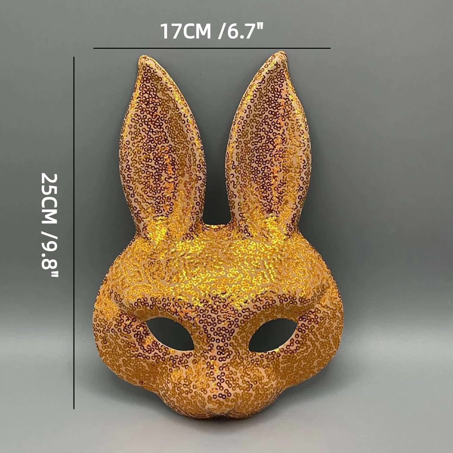 HIPIHOM Easter Rabbit Mask, 3 Pcs Sequin Bunny Mask, Rabbit Ear Half Face Mask for Easter Bunny Costume Masquerade Party Cosplay Props