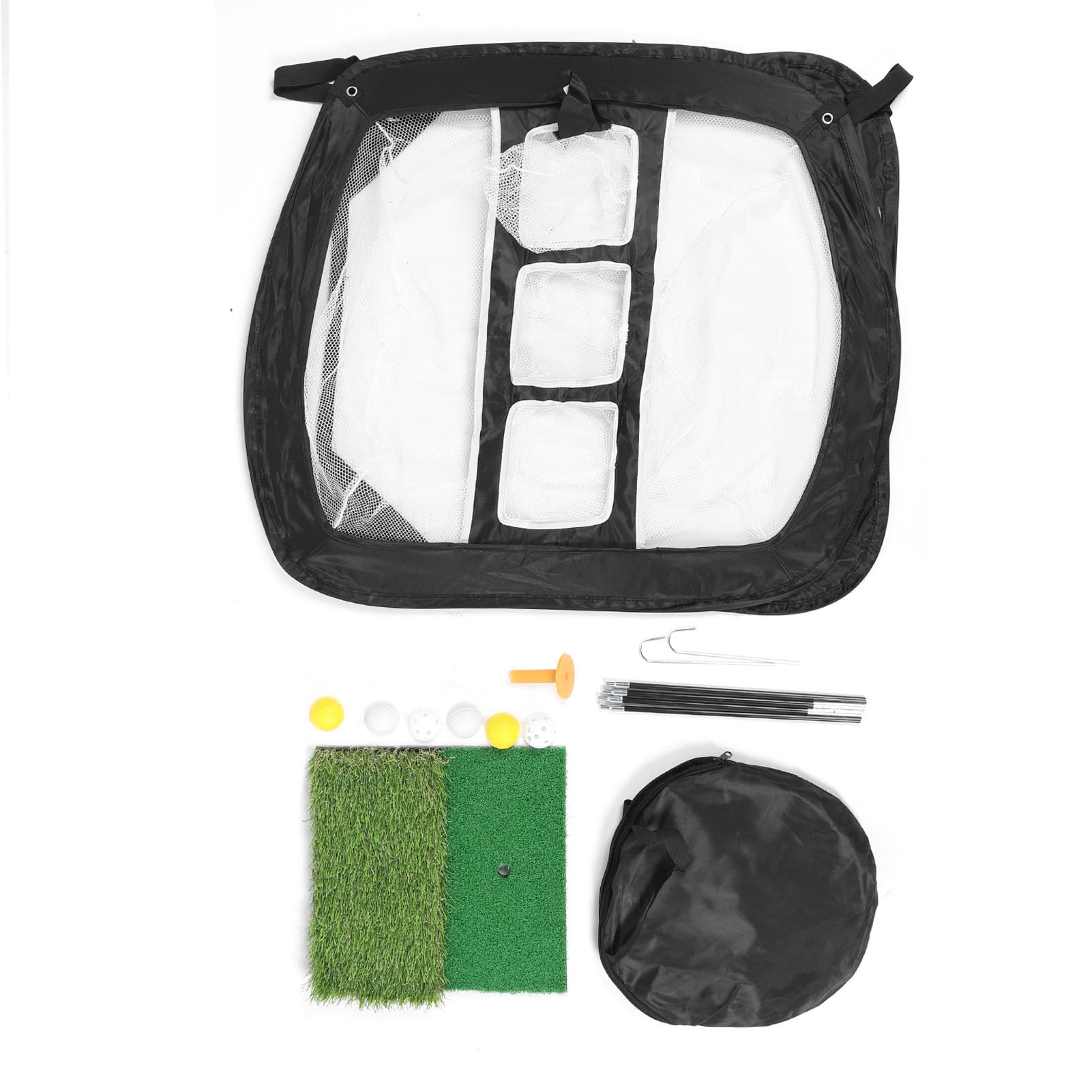 Golf Practice Net, Indoor Outdoor Training Golf Chipping Net with Portable Mat and Balls + Backyard Driving Range Equipment for All Ages Home Use