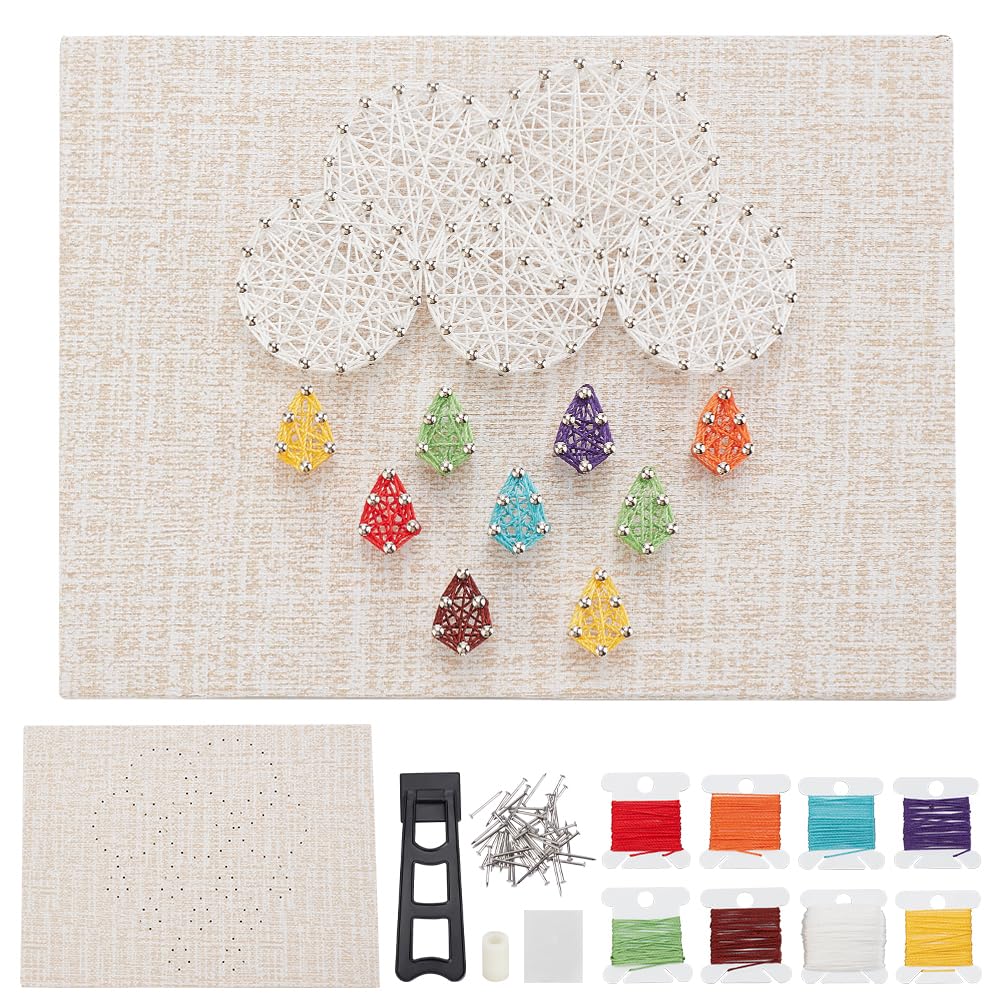 WEBEEDY DIY String Art Kit for Adults Beginners, DIY Raindrops Nail String Craft Kit, Include All Necessary Accessories and Frame, Creative Craft Kits Christmas Home Wall Decorations Unique Gift