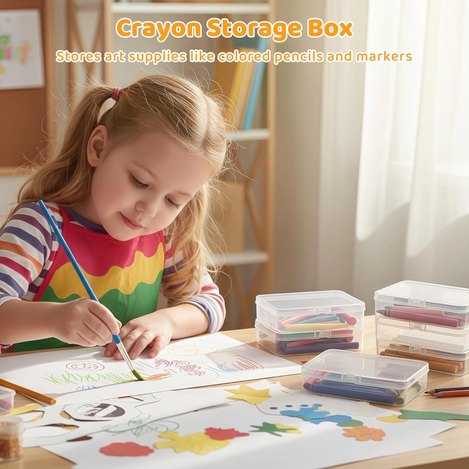 30 Pcs Clear Plastic Small Crayon Storage Boxes with Attached Lid, 4.5 x 3.3 x 1.1 Inches Crayon Organizer, Space Saving Case for Art Supplies, Craft Kits & Classroom Materials