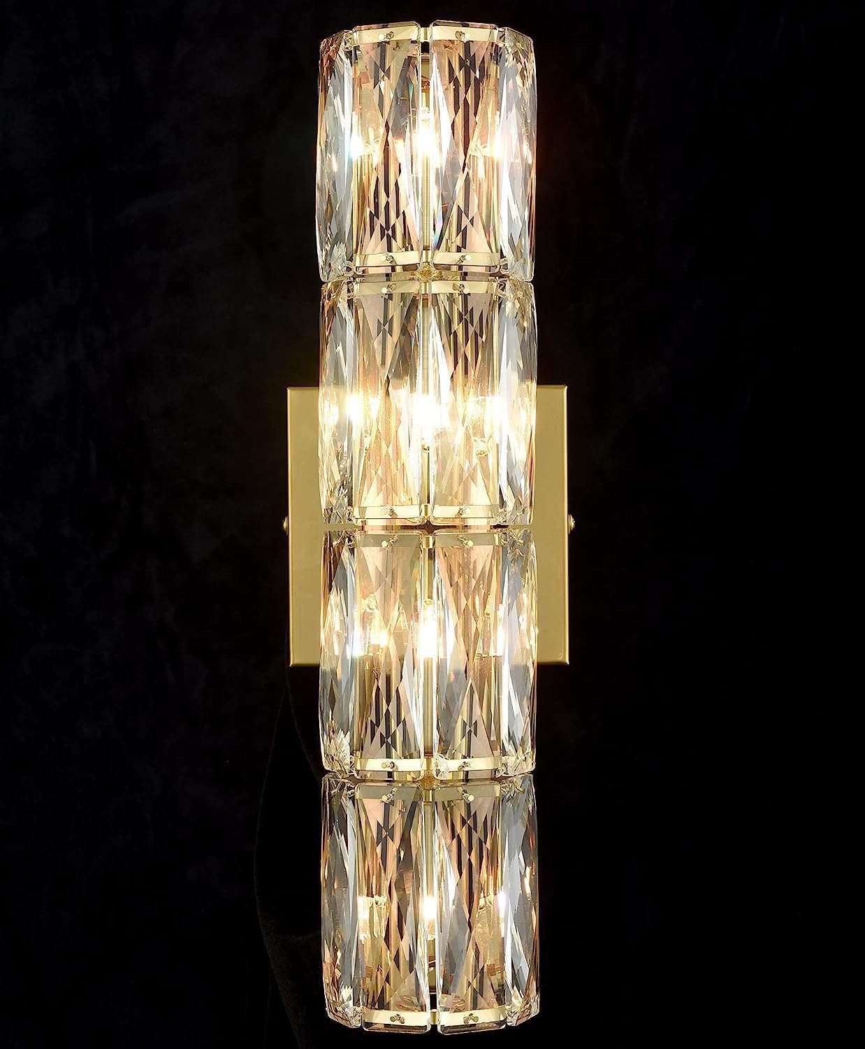 VDOQTLJT Wall Sconces Modern K9 Cryal Glass Linear Sconce LED Long Light Bar Bathroom Vanity ng Fixture Gold Bedside Mounted Lamp Room Hallway g Hote(4lights)