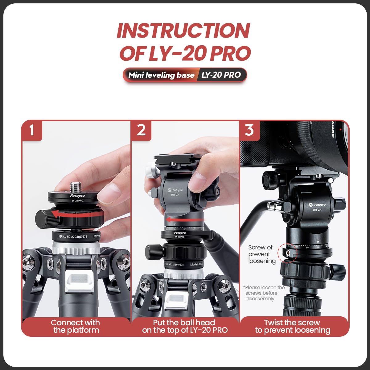 Fotopro LY20 PRO Trípode Speedy Mini base de nivelación universal horizontal para cámara réflex digital
