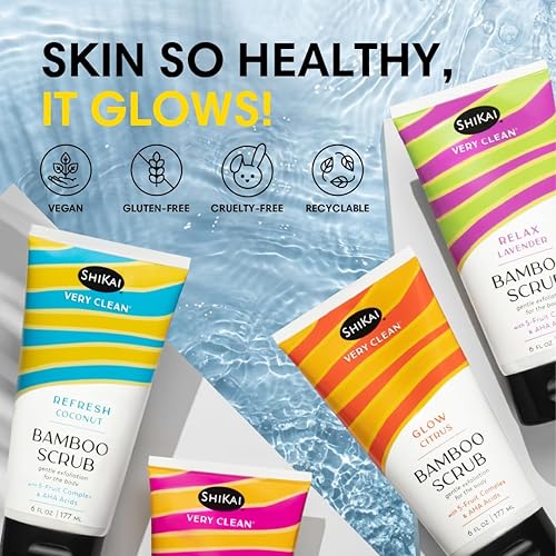 Miniatura 5 de ShiKai Exfoliante corporal de bambú muy limpio (coco refrescante, 6 onzas), limpiador suave hidratante y exfoliante para la piel, con 5 complejos de