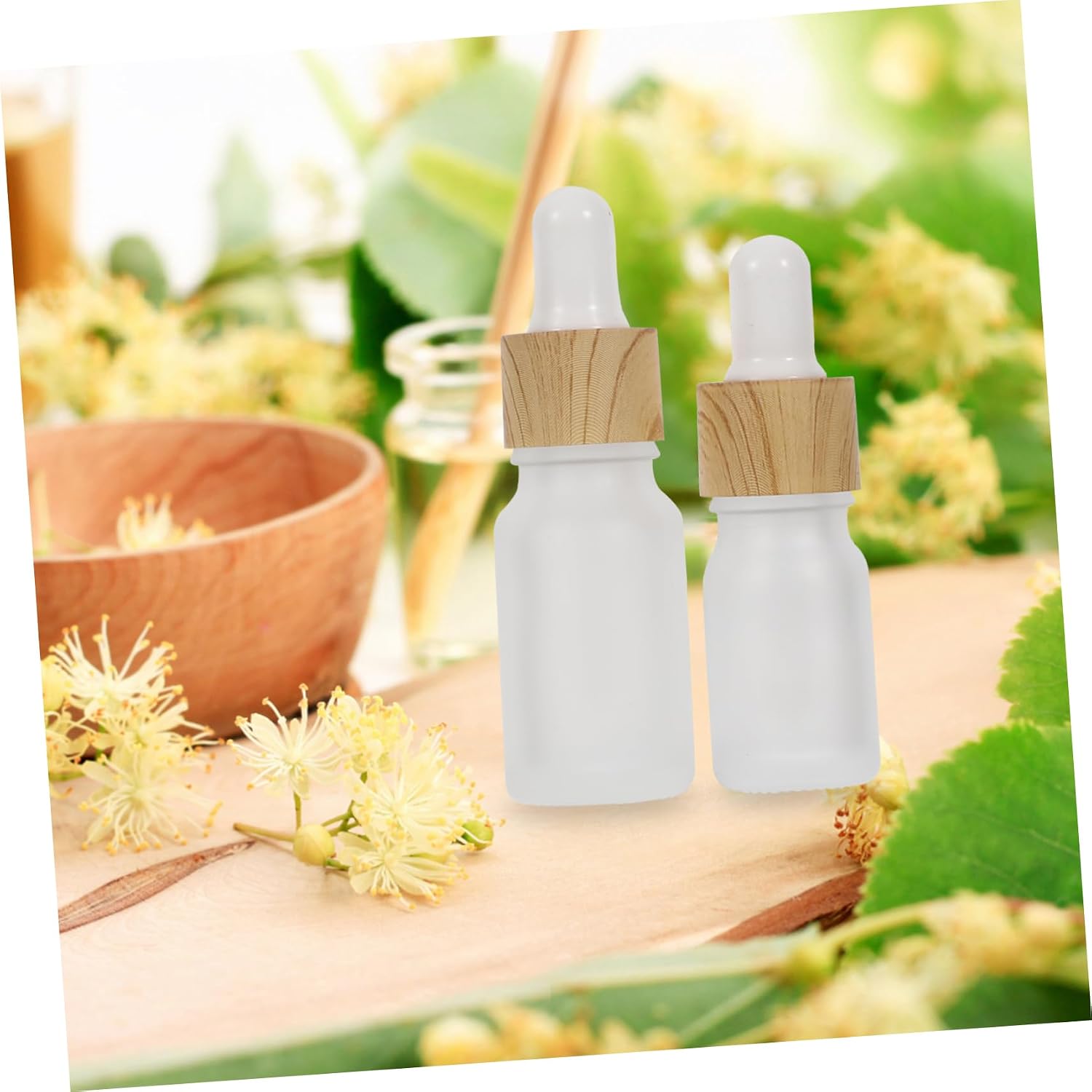 10Pcs Frosted Dropper Bottles with Caps Glass Essential Oil Containers for Travel Refillable Cosmetic Subpackaging Bottles for DIY Blends and Perfumes