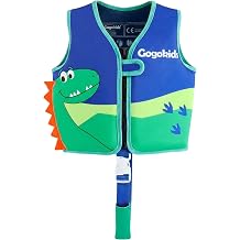Gogokids Toddler Swim Vest Pool Floaties for Kids 1-2-3-5-7-9 Yrs, Neoprene Kids Swimming Jacket w/Adjustable Safety Strap & Zip, Toddler Float Jacket 33-66lbs for Beach Puddle Pool Boys Girls Ninos