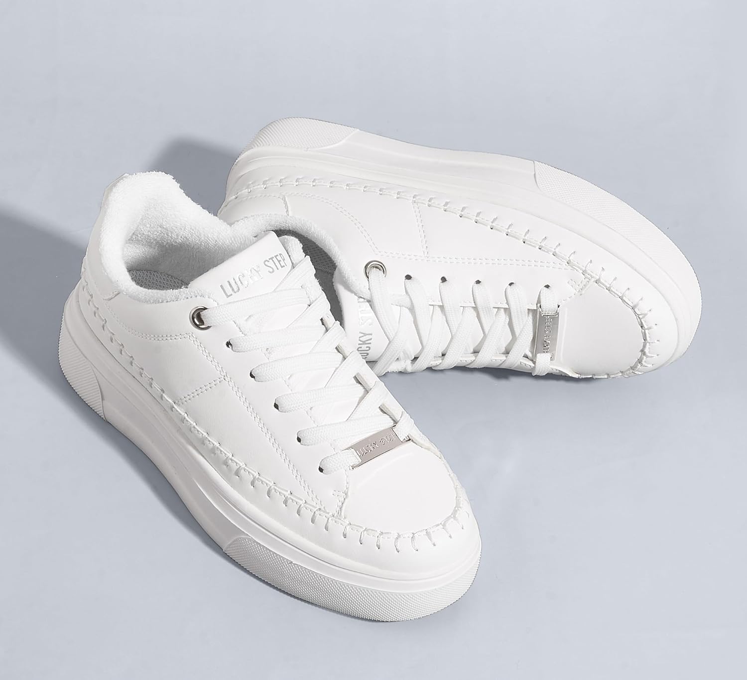 LUCKY STEP Platform Glitter Sneakers for Women Fashion Sparkly Bling Shiny Low Top Tennis Sneakers Faux Leather Casual Walking Shoes - Image 3