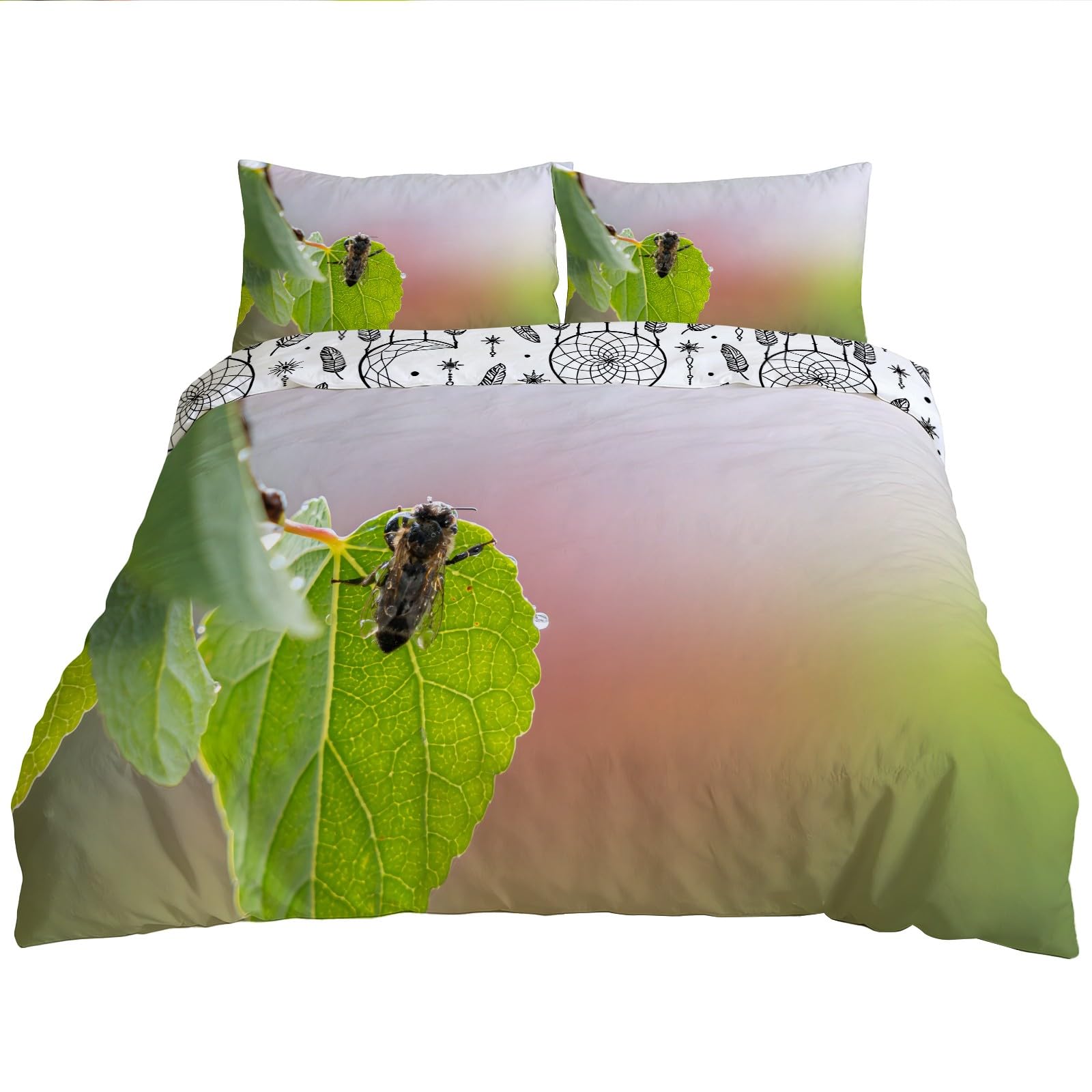Housse de couette 240x220 cm avec taies en microfibre motif frais