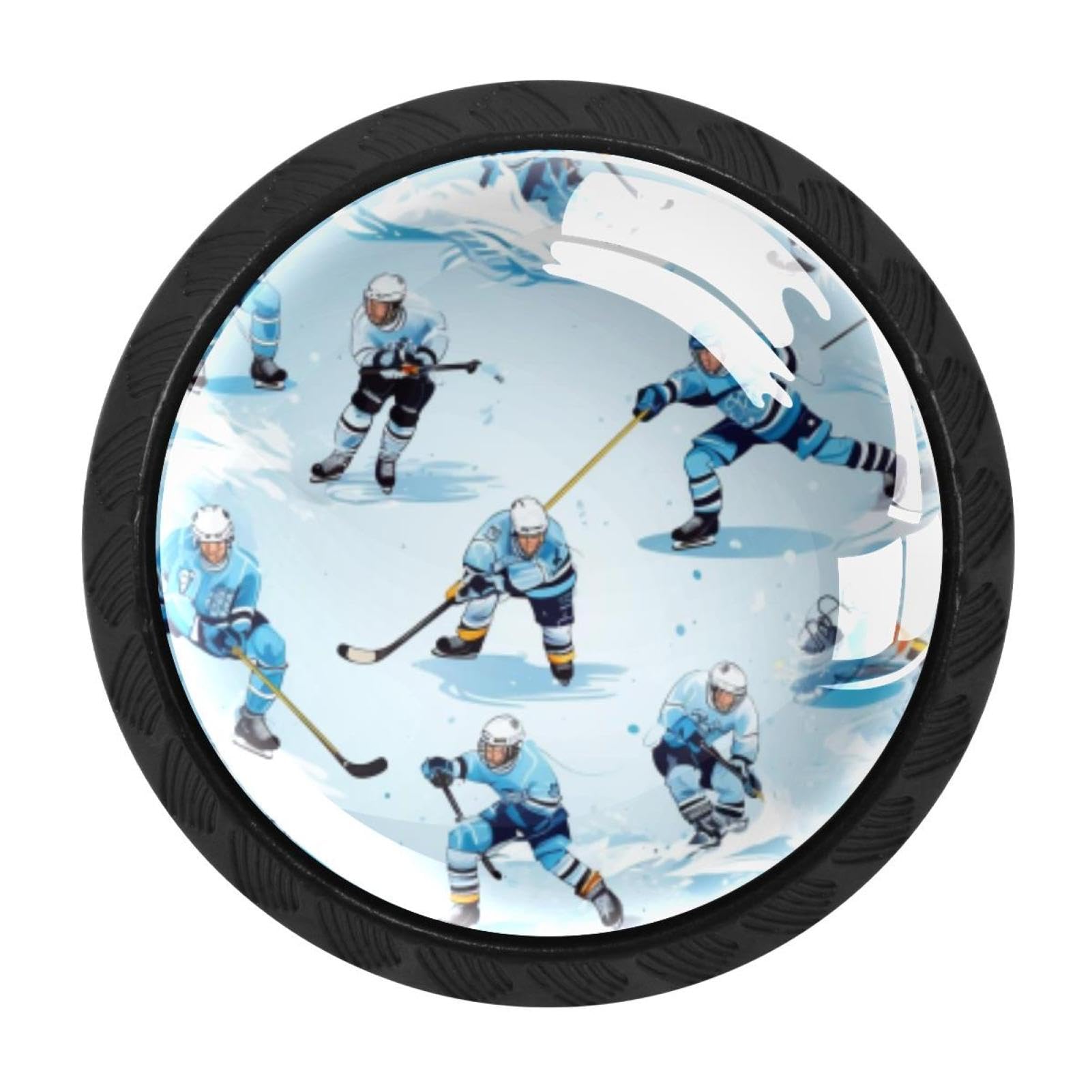 Chenzzzz Multicolored 05 4Pcs Ice Hockey Dresser Knob Round Glass Drawer Knobs Pulls Cabinet Handle For Home Kitchen Office Bathroom Wardrobe Cupboard