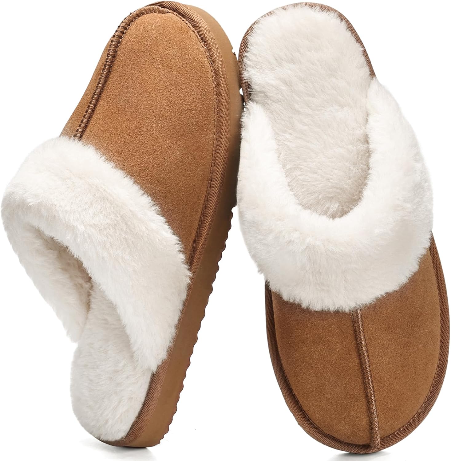 Fuzzy Slippers for Women Cozy Faux Fur House Shoes Winter Warm Memory Foam Slippers for Indoor and Outdoor