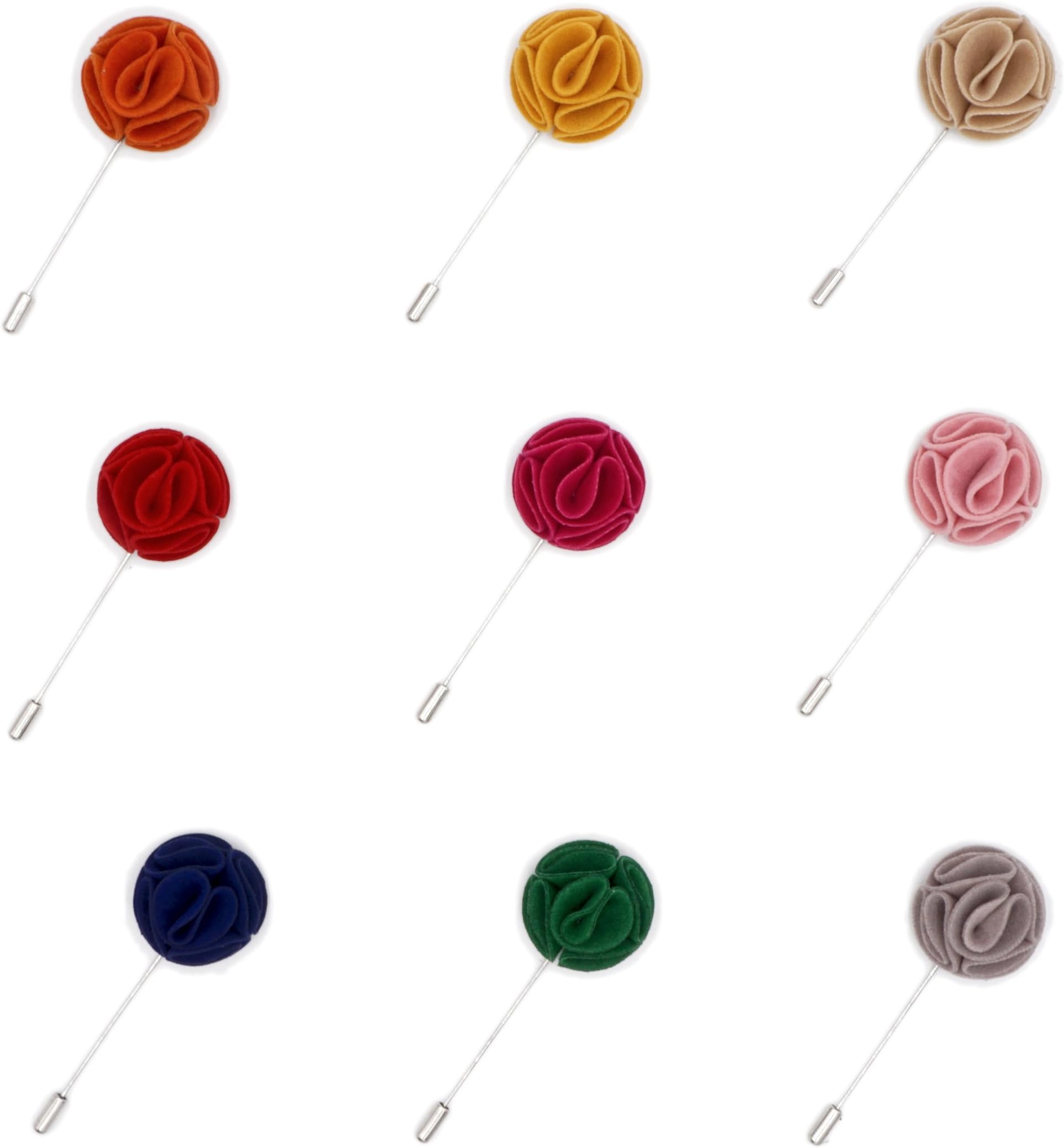 INNEE Handcrafted Lapel Flower 9pcs Boutonniere Pins in Clear Top Tin Box