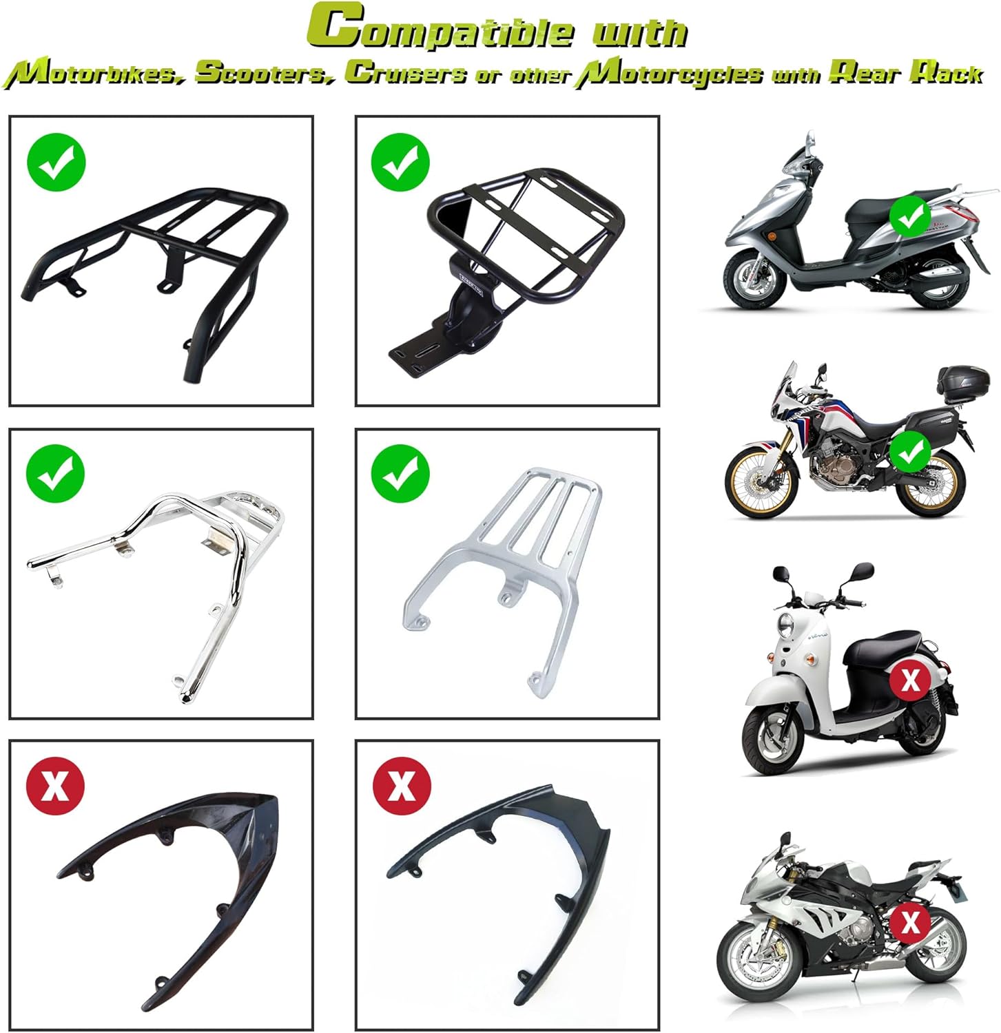 Yescom AHR 36L Universal Motorcycle Tour Tail Box Scooter Trunk Storage Security Lock