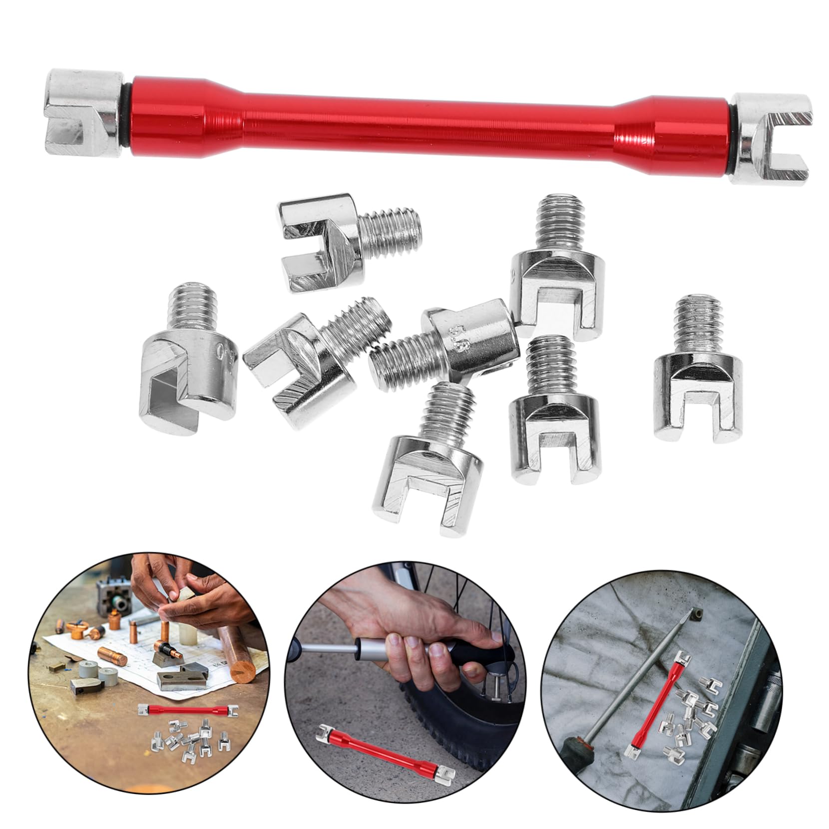 FUNOMOCYA 1 Set Bicycle Spoke Wrench Wheel Tools Motorcycle Spokes Wrench Kit Motorcycle Spokes Wrench Torque Spanner Tool Spokes Wrench Bicycle Motorcycle Spoke Spanner Red Iron