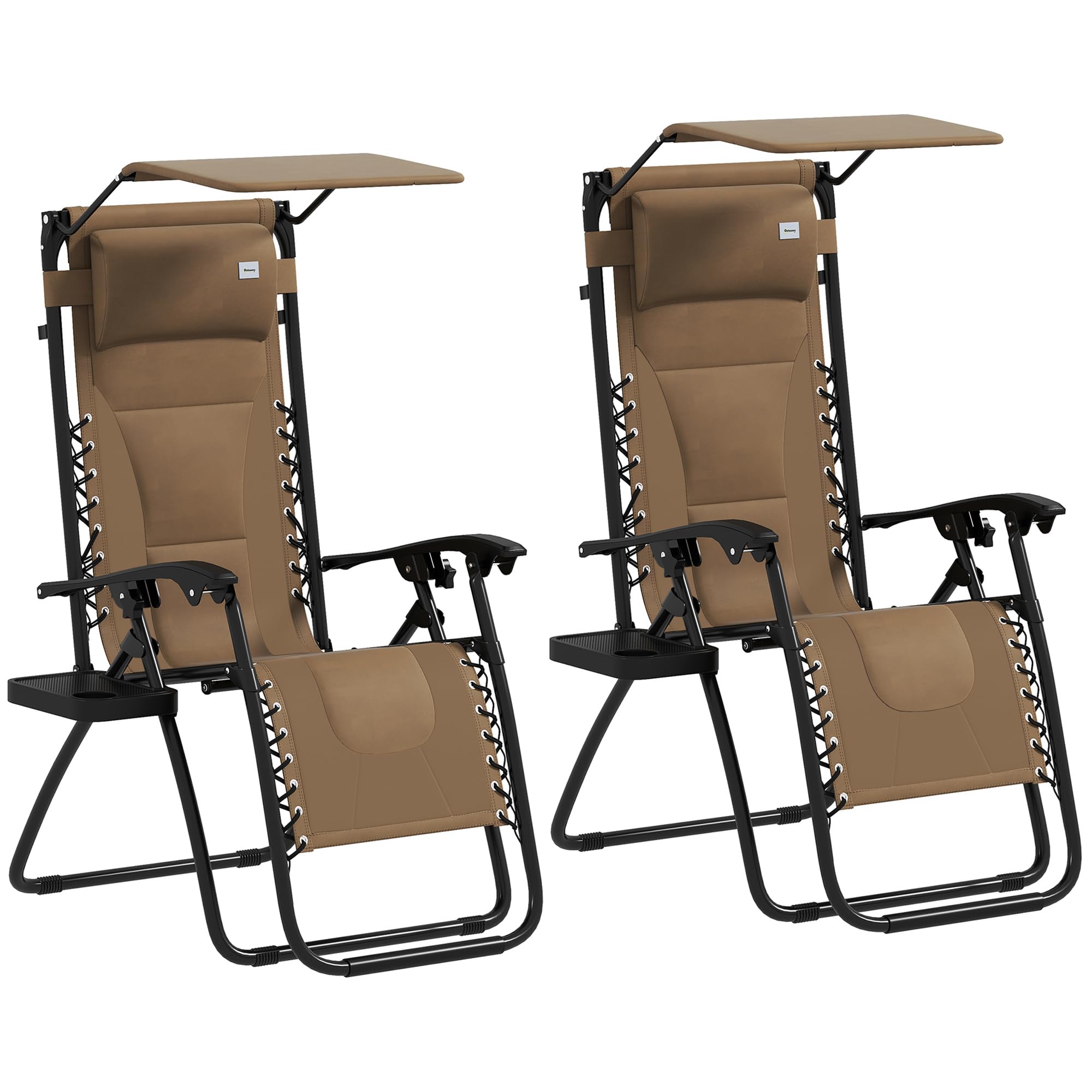 B&Q -  2 Pcs Zero Gravity Lounger ChairFolding Reclining ChairBrown