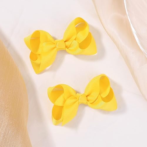 Miniatura 10 de 2 lazos para el cabello de 4.5 pulgadas para niñas, pinzas de cocodrilo, cinta de grogrén, accesorios para el cabello de color sólido para niñas