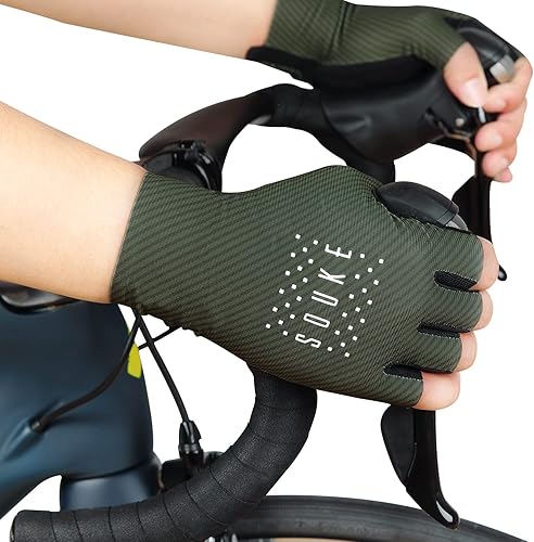 Miniatura 5 de Souke Sports Guantes de ciclismo para bicicleta de carretera guantes acolchados de medio dedo guantes de ciclismo transpirables que absorben los