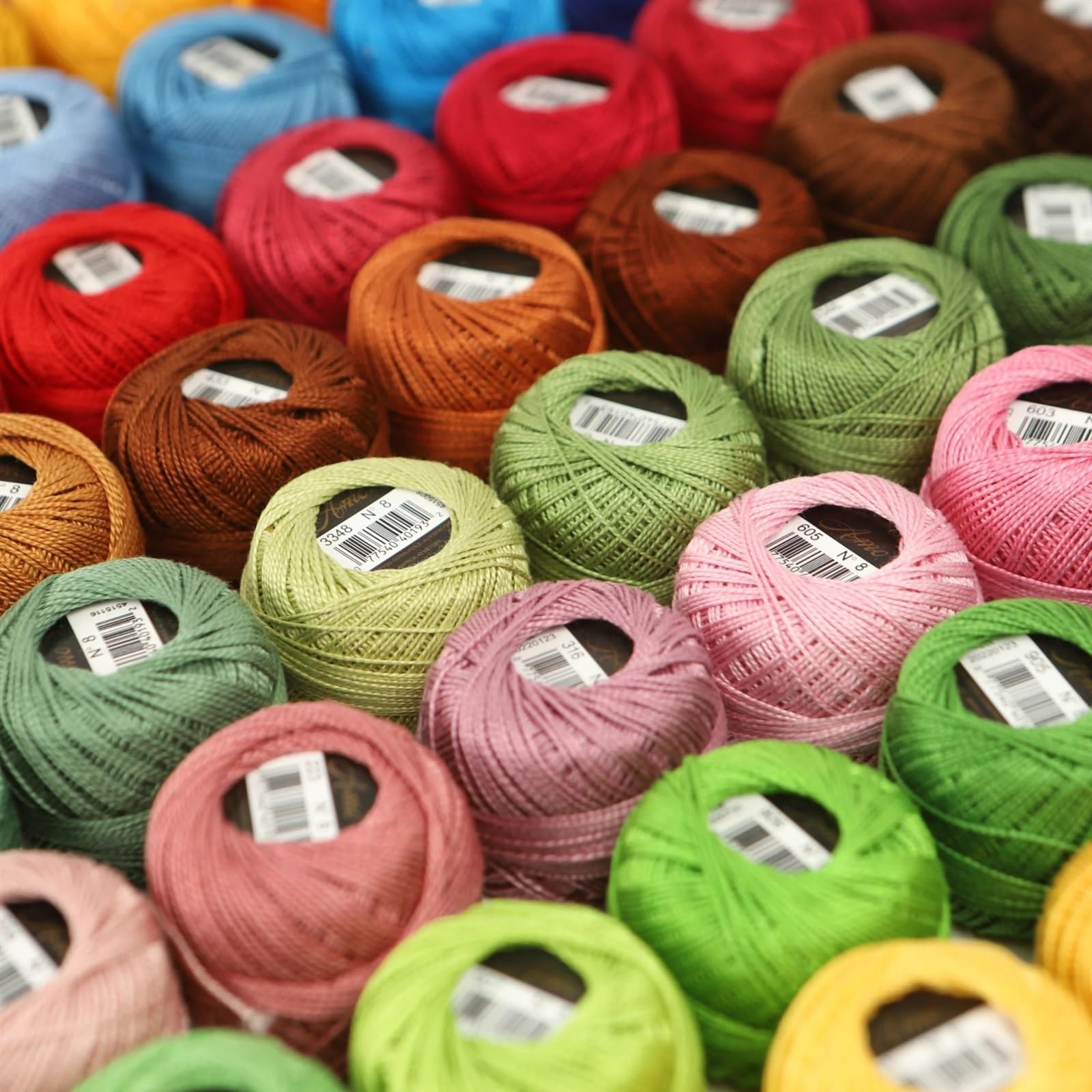160-Farben-Set, Größe 8, Baumwoll-Perlengarn for Selbermachen, Häkeln, Sticken, Basteln, Smocking-Applikation, 5 Gramm Knäuel, 43 Yards lang für Armbänder Knüpfen