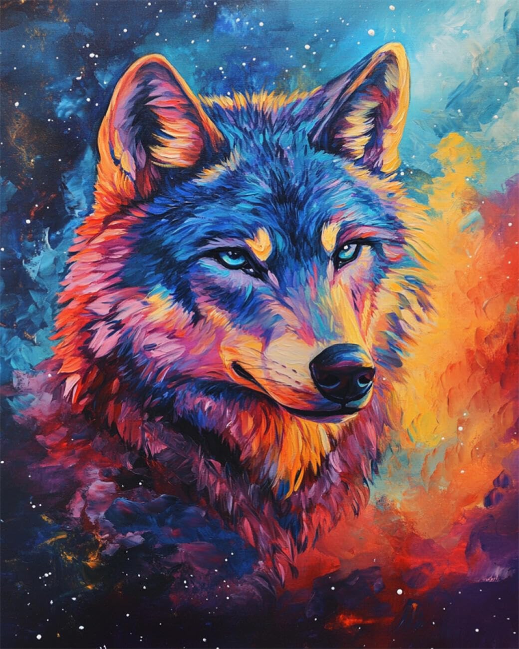RKFLGEW DIY Bead Embroidery Kit Wolf Oil Painting 30x40cm