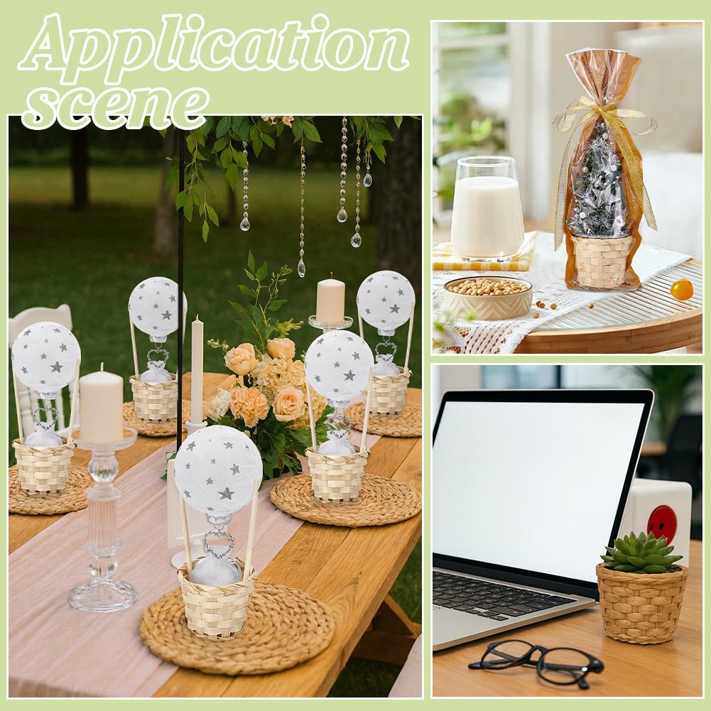 PH PandaHall 16pz Cestini in Bambù Piccoli Mini Cestino Intrecciato Senza Manici Mini Cestini per Bomboniere Decorazioni per La Casa Regali Giardino Fiori Artificiali, 60~94x75mm