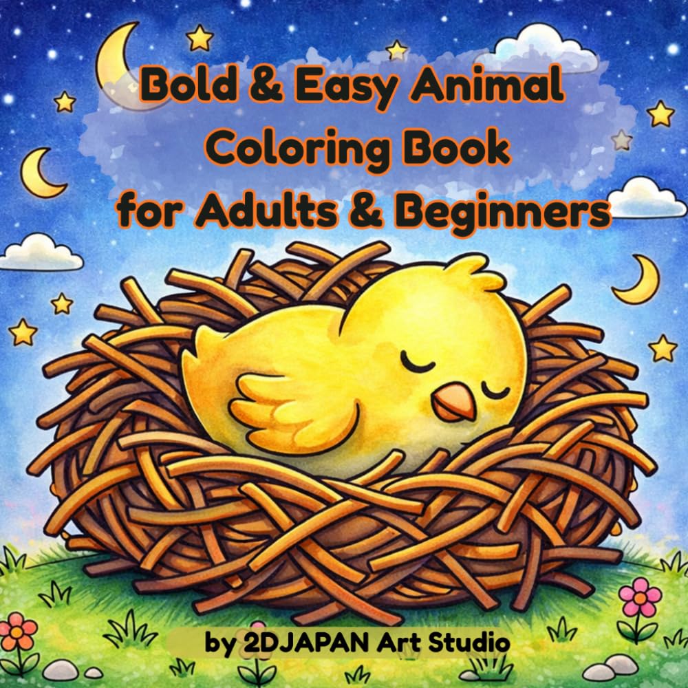 Bold & Easy Animal Coloring Book for Adults & Beginners: Simple and Relaxing Designs for Stress Relief
