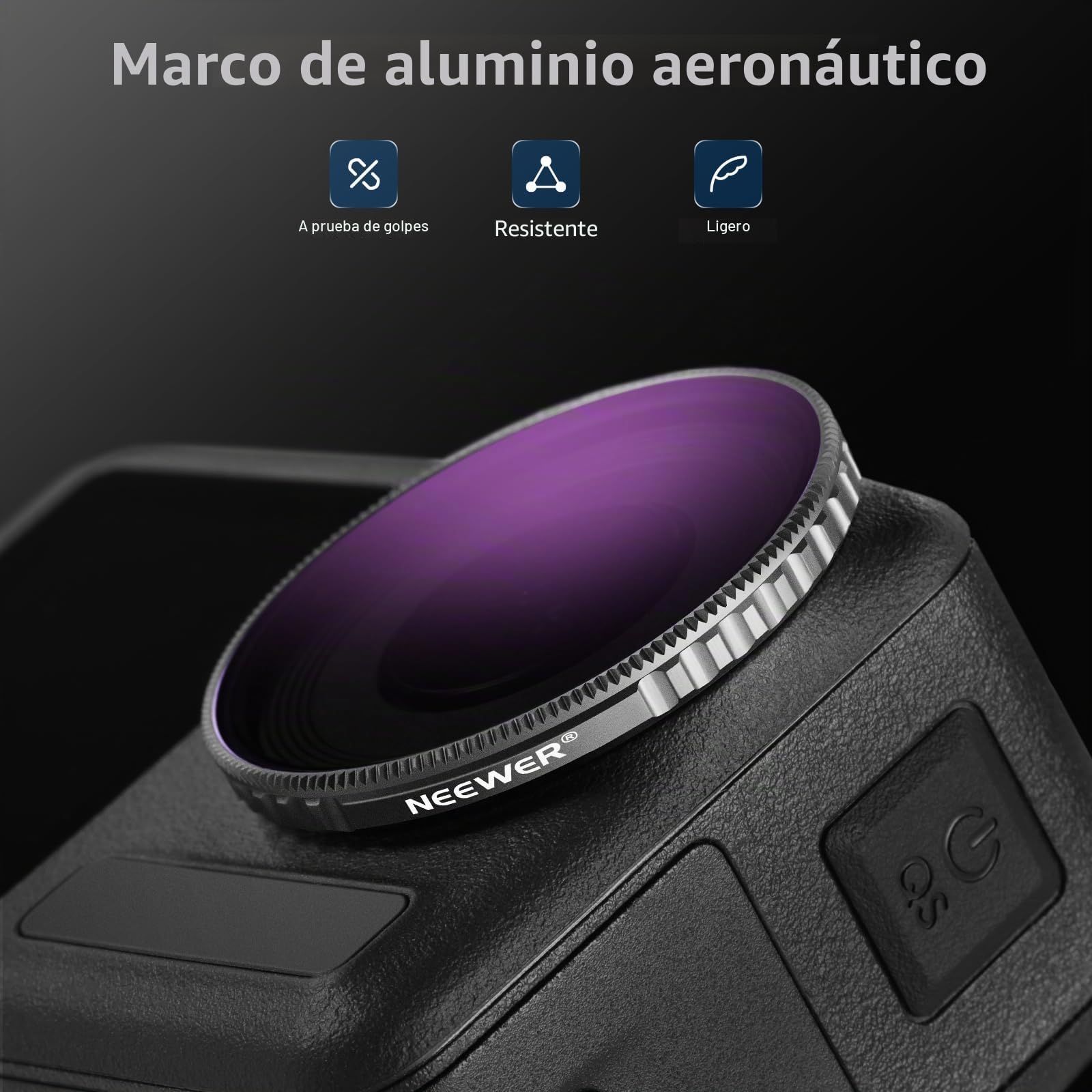 NEEWER Set de filtros ND compatibles con dji Osmo Action 5 PRO/Action 4, Paquete de 4 ND8/PL ND16/PL ND32/PL ND64/PL ND/CPL, Kit de filtros Accesorios de cámara de acción, óptica HD