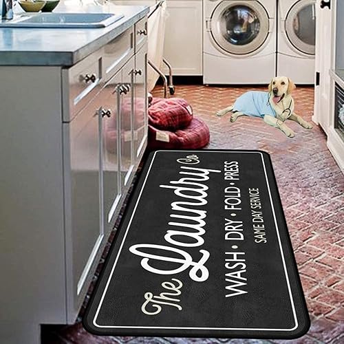 Miniatura 5 de Alfombra larga para cuarto de servicio, antideslizante, impermeable, para cocina, 72 x 24 pulgadas, color negro, 3