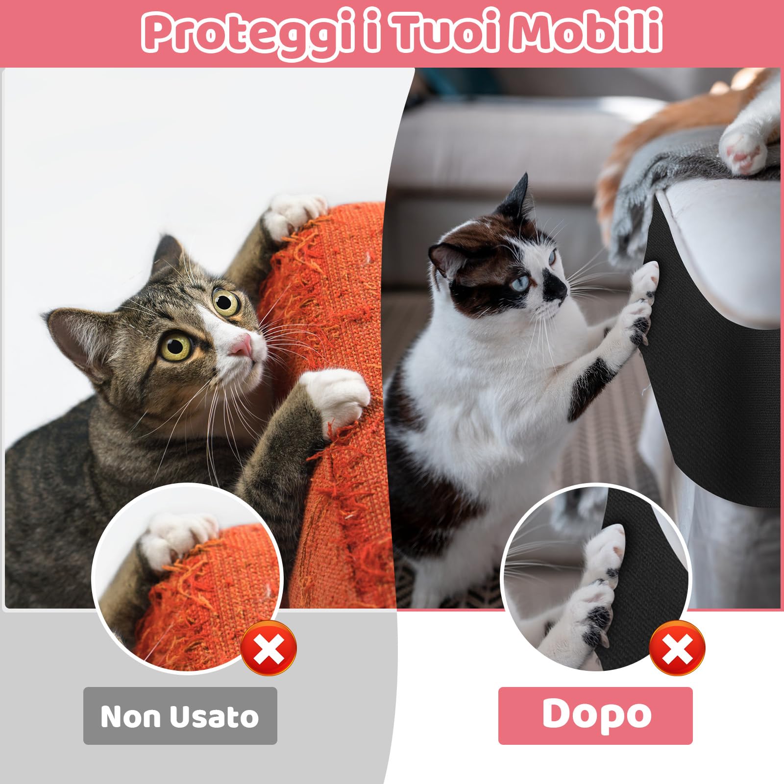 alophoty Tiragraffi Divano per Gatti 300 x 40cm - Tappeto Tiragraffi per Gatti Divano, Protezione Divano Graffi Gatto, Durabile, Facile da Installare