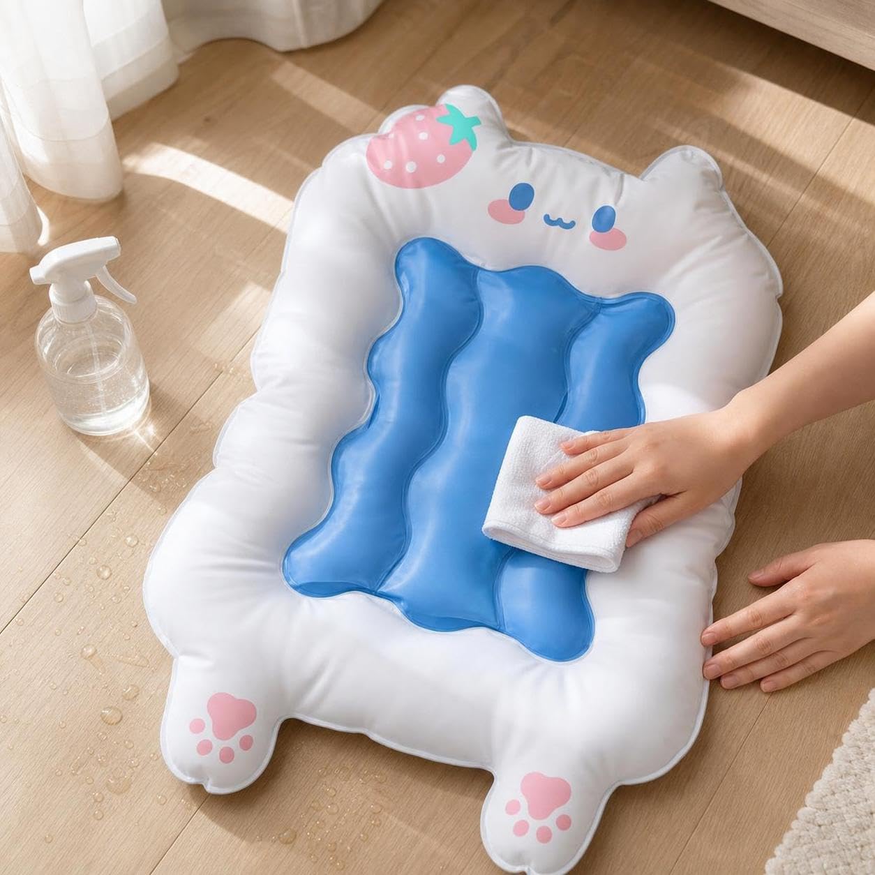 Haustier Kühlmatte, Selbstkühlendes Gel-Kühlkissen für Hunde und Katzen im Sommer, für Kleintiere, für unterwegs, Blau, Mittel