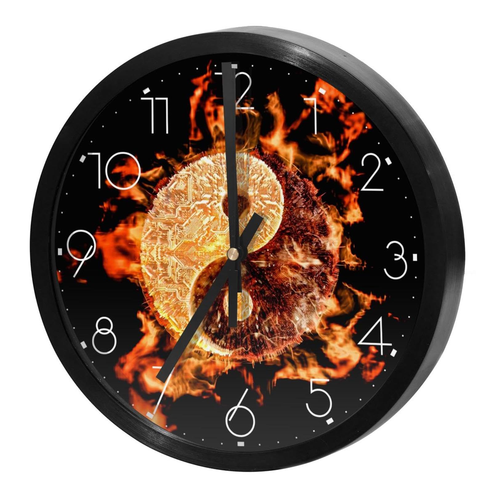 Horloge murale silencieuse sans tic-tac ronde à quartz Yin Yang pour bureau
