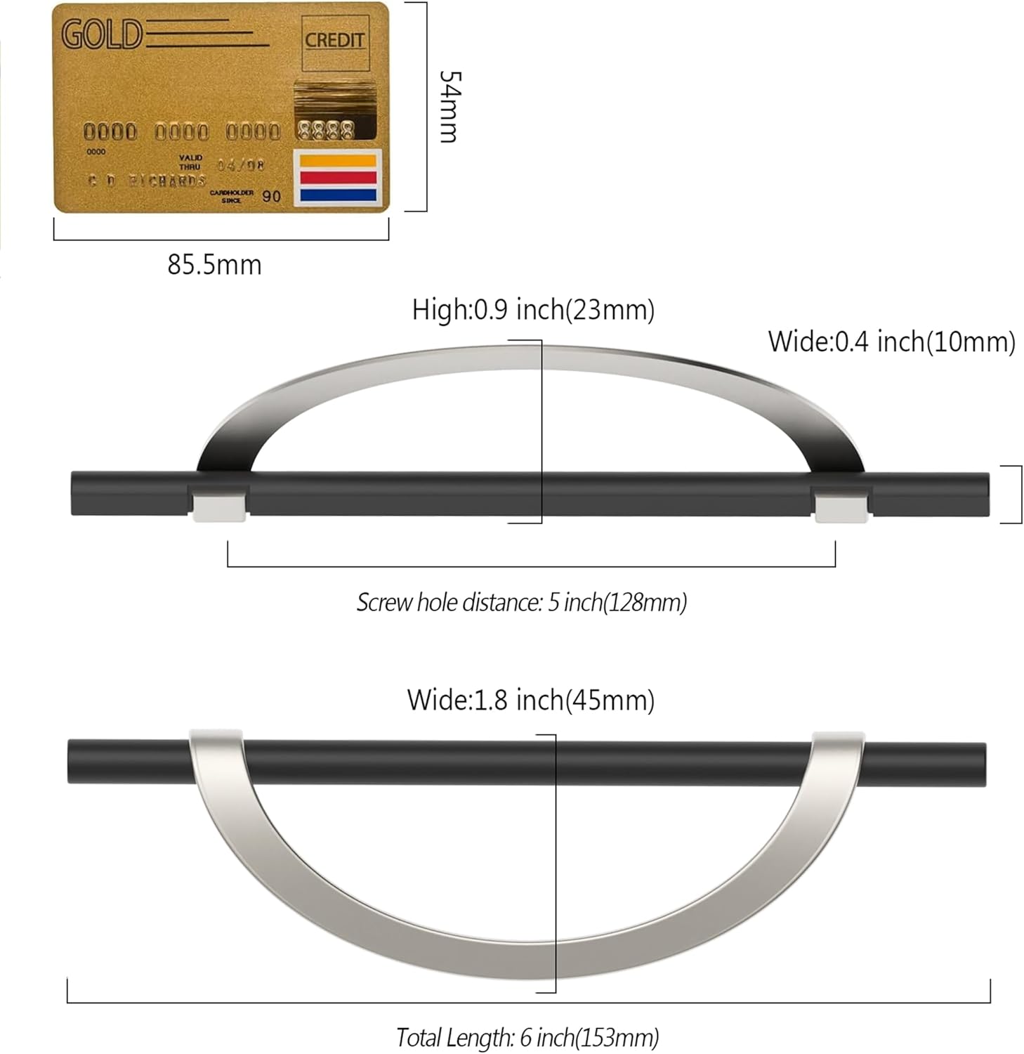 10 Pack Black and Nickel Cabinet Pulls 5 Inch Hole Centers Kitchen Cabinet Hardware 5"/128MM Hole Center 10 Pack Black & Nickel