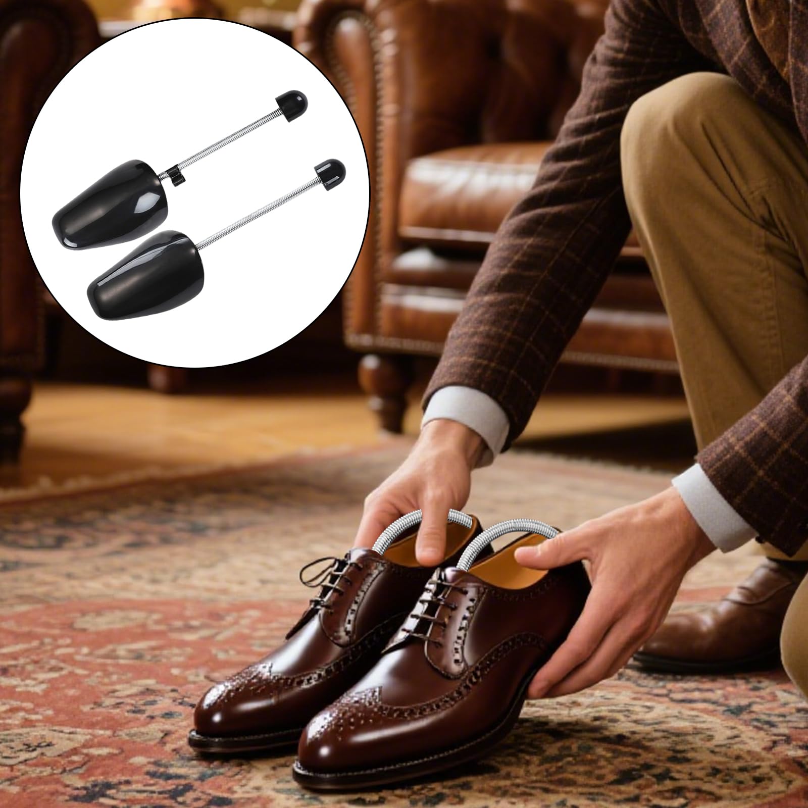 Set de 5 Pares Horma Zapatos Ajustable, Hormas de Plástico, Hormas Zapatos Hombre, Horma Zapatos Eu La Talla 39-47, Adecuado para Zapatos de Cuero y Zapatos Deportivos (Negro, Hombres)