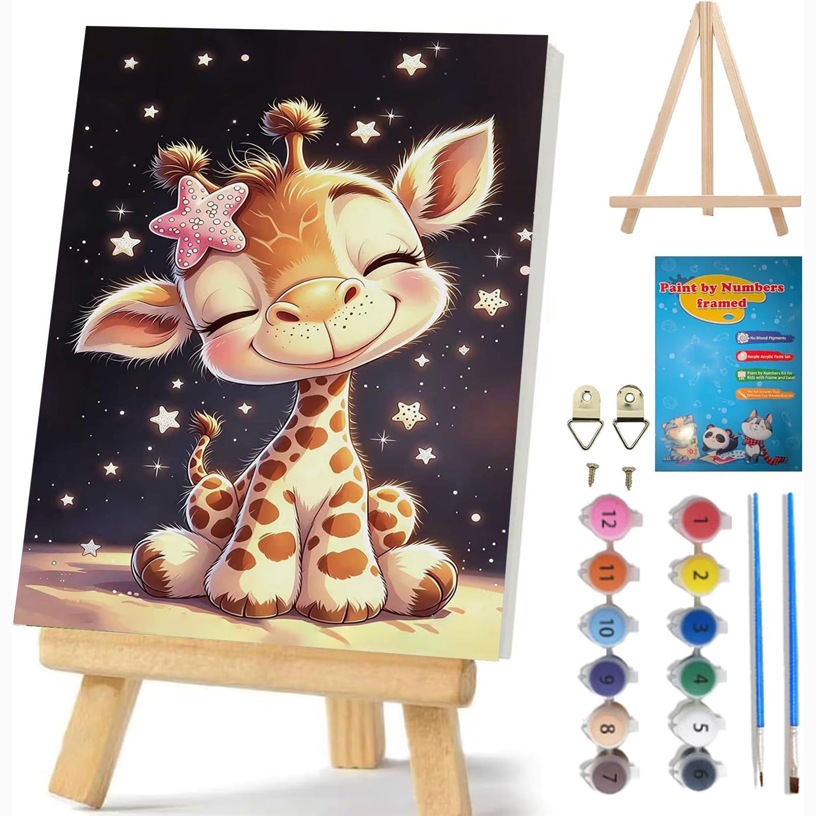 Giraffe Paint by Numbers for Children With Frame,Easy Paint by Number — image 1