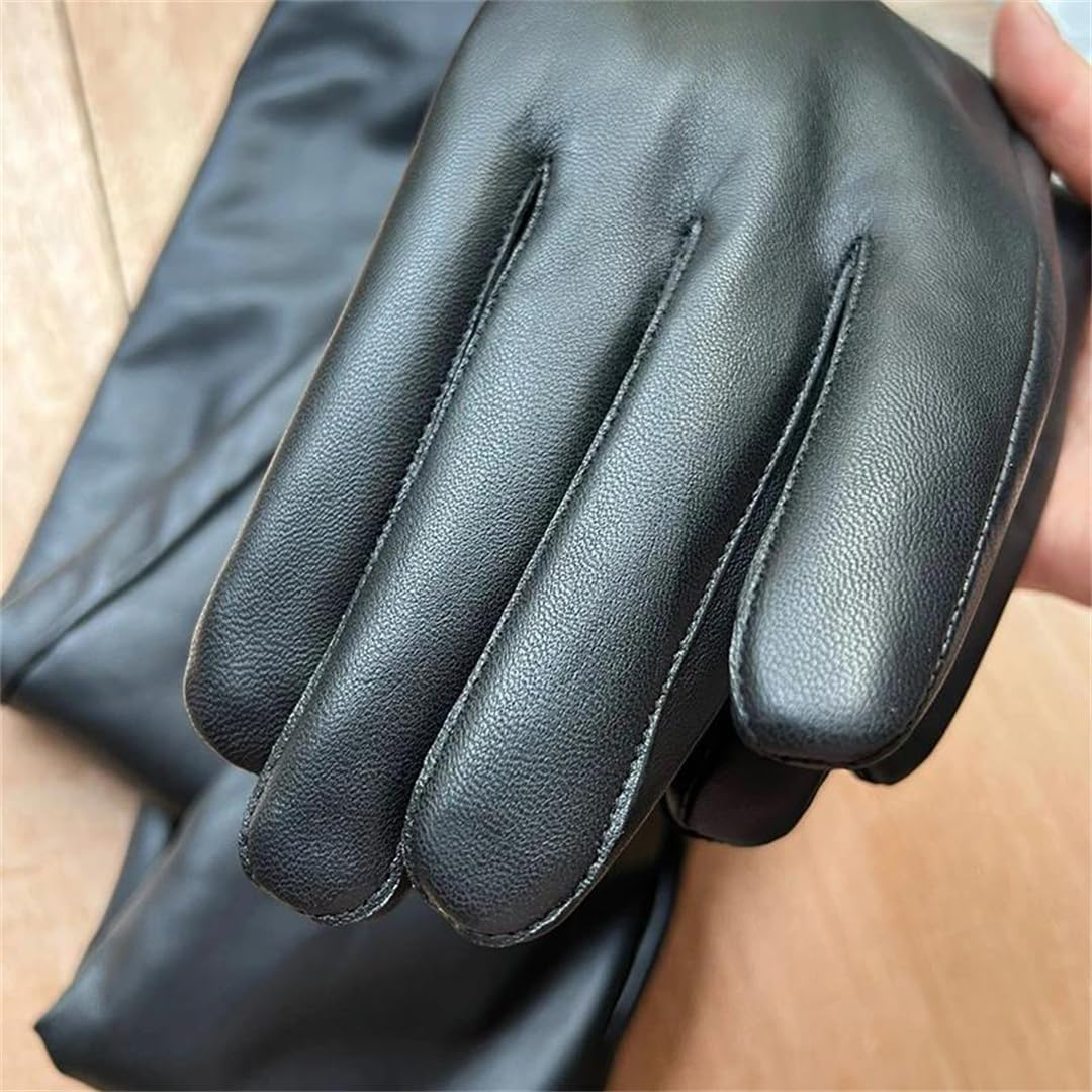 Kelsiop Damen Lange Schaffell Lederhandschuhe Motorrad-Stil Fleece Gefüttert Extra Dicke Warme Winterhandschuhe