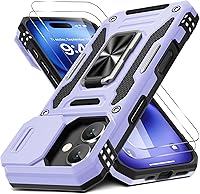 Vista 13 de DEERLAMN Funda para iPhone Air de 6.5 pulgadas con cubierta deslizante para cámara + protector de pantalla (2 paquetes), soporte de anillo giratorio