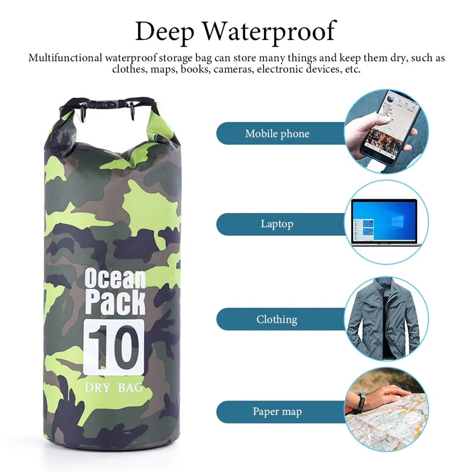 Dry Bag Borsa da Sub da 2/5/10/20/30L Borsa da Nuoto Borsa da Spiaggia Borsa da Rafting Borsa da Viaggio per Esterni Borsa Impermeabile Zaino Impermeabile(Pink 20L)