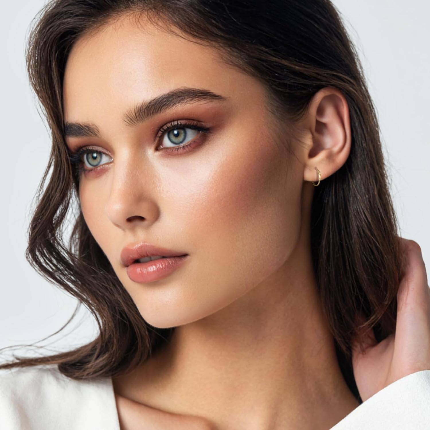 24K Gold Plated 925 Sterling Silver Seamless Faceted Sleeper Hoops Hypoallergenic 18G Hinged Clicker Earrings for Continuous Wear (8mm to 14mm) - Premium Body Jewelry Unisex Women Men - Image 2