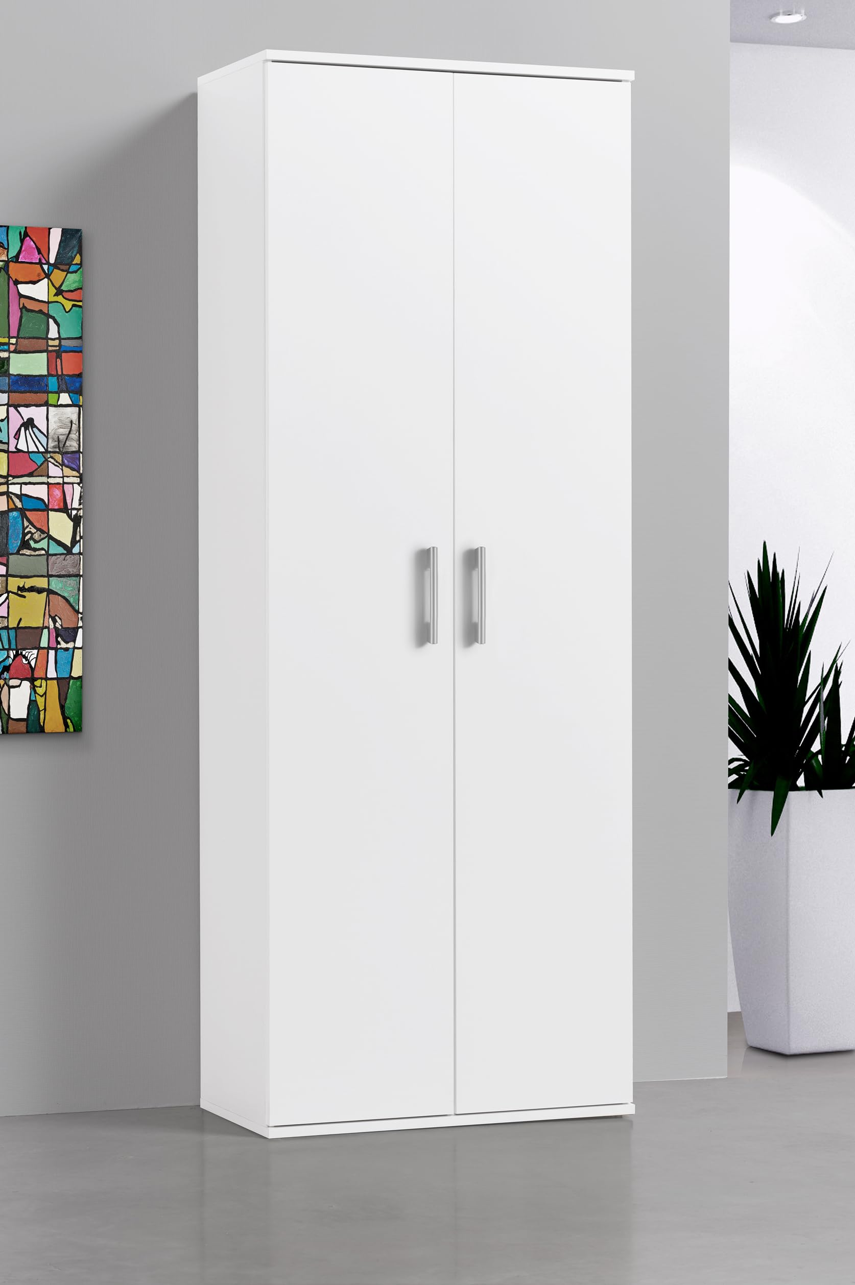 AVANTI TRENDSTORE - Montanaro - Armadio portascope a 2 ante a battente in legno laminato con 1 ripiano e sotto vano per scope e altri 3 ripiani. Dimensioni LAP ca. 60x180x34cm