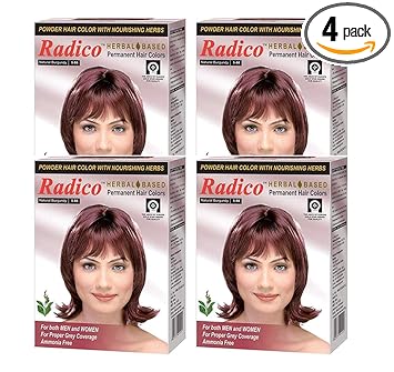Radico Herbal Based Natural Burgundy Hair Color (Ammonia Free) - Set of 4