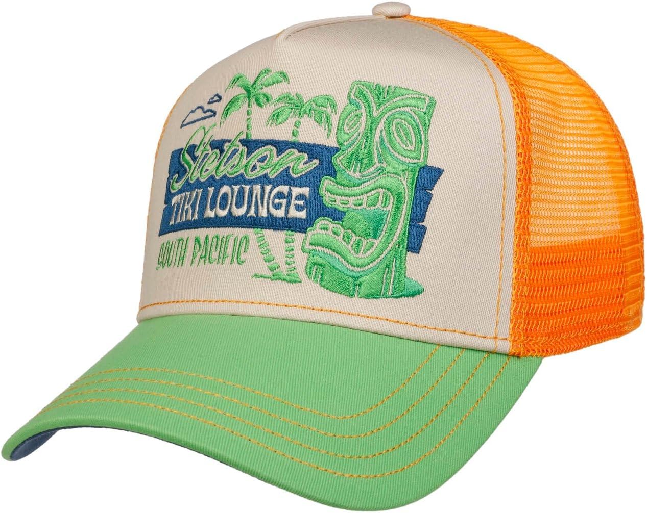 Stetson Tiki Lounge Trucker Cap Curved Brim Snapback Meshcap 100% Cotton Unisex Summer Winter
