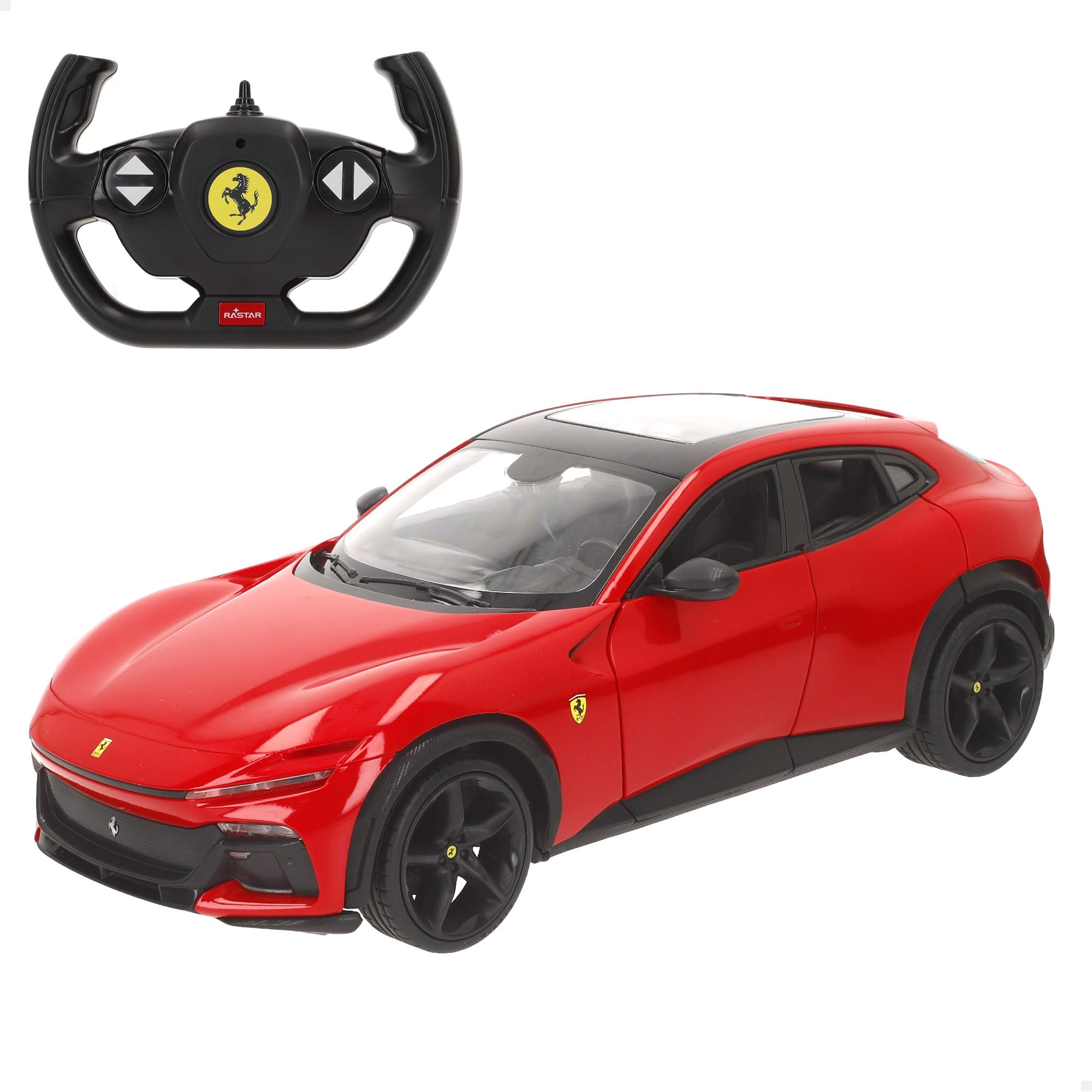 ColorBaby RASTAR RC Ferrari Purosangue, skala 1:14, replika pilota, drzwi składane, wierne szczegóły, kolekcjonerskie samochody, dla chłopców i dziewcząt od 6 lat (41370)